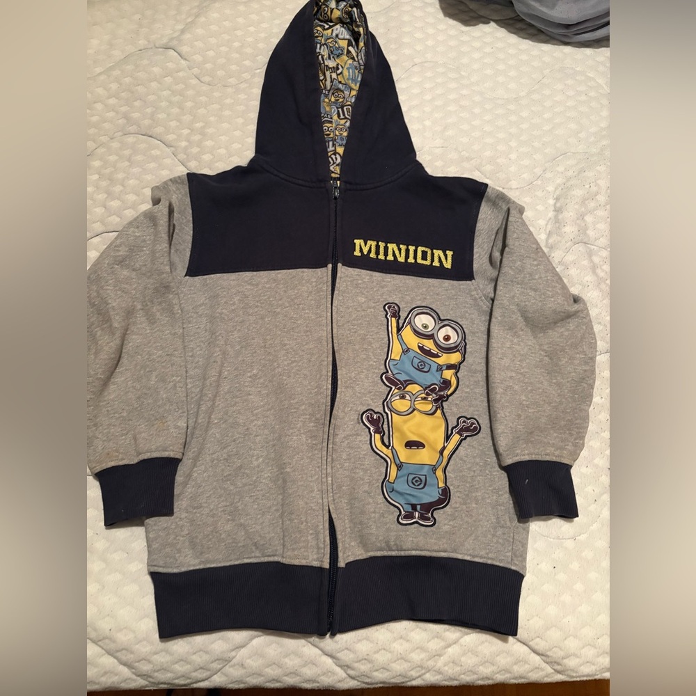 Despicable Me Kids Hoodie - Gray and Blue size 8-10